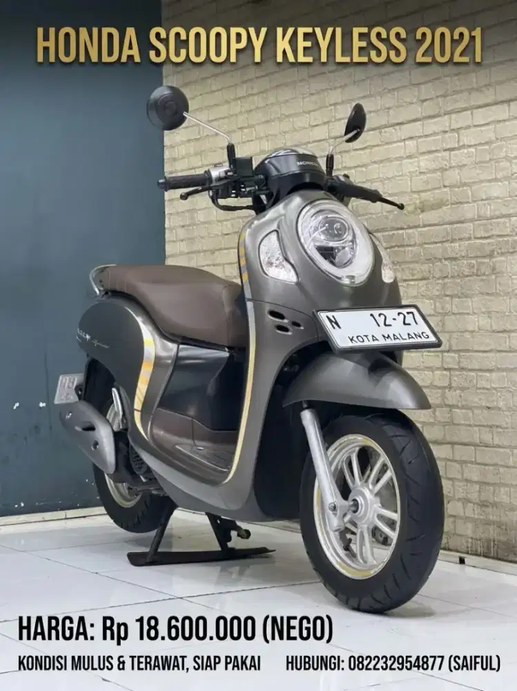Perfect Condition!!Honda Scoopy keyles 2021 N kota Plat Baru-Mustika
