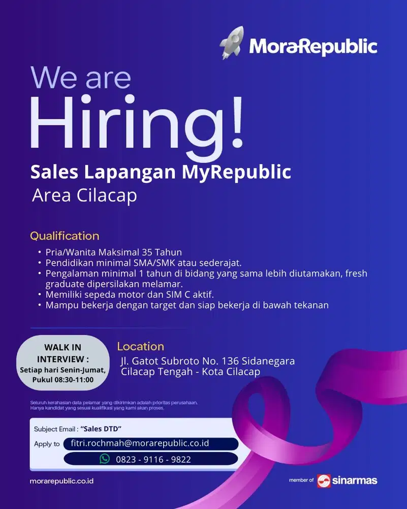 Sales Lapangan Myrepublic Cilacap
