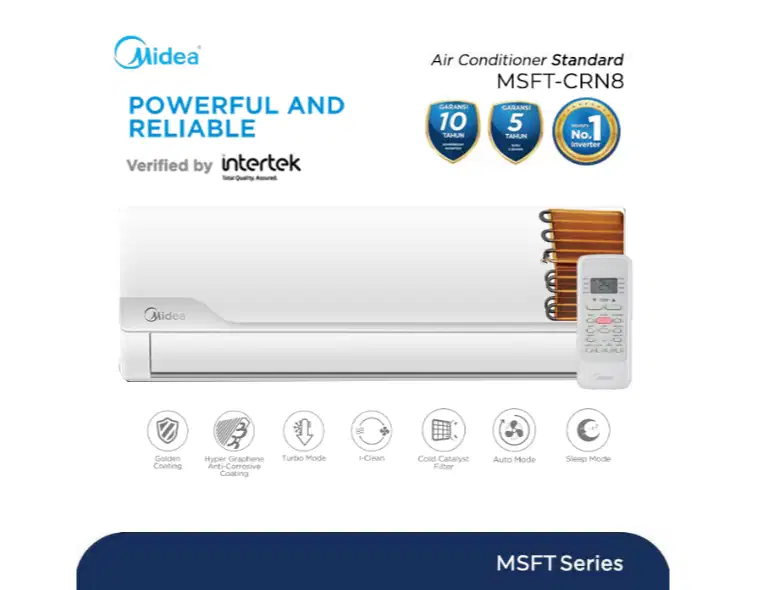 Midea AC Split 1 PK Standard Golden Coating Hyper Grapfins - MSFT-09CR