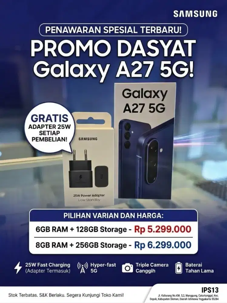 PROMO SAMSUNG GALAXY A27 FREE ADAPTER, TUMBLER/T-SHIRT