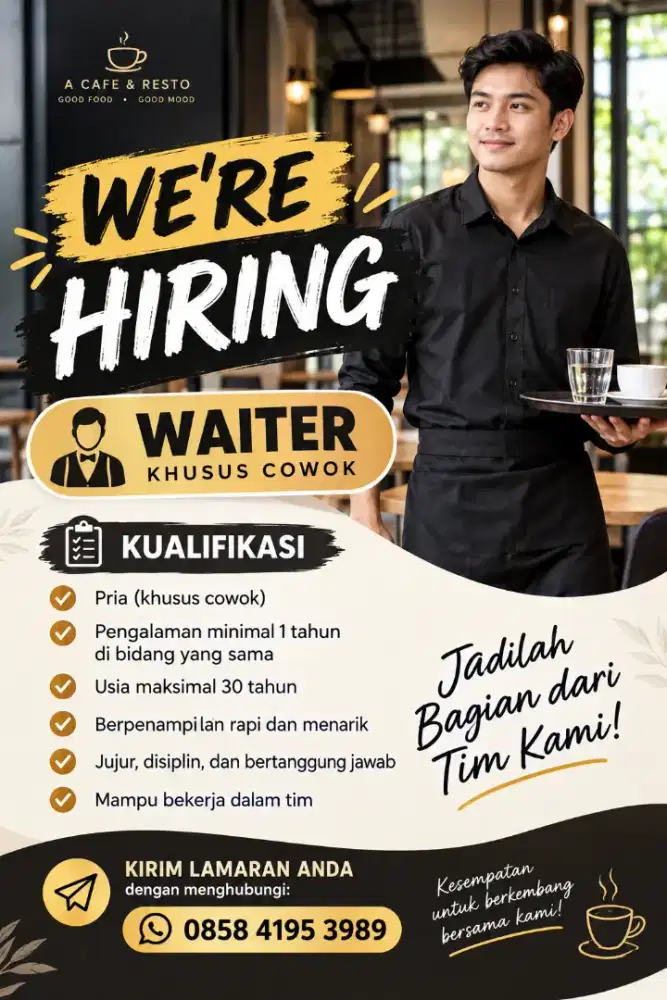 butuh Waiters cowok