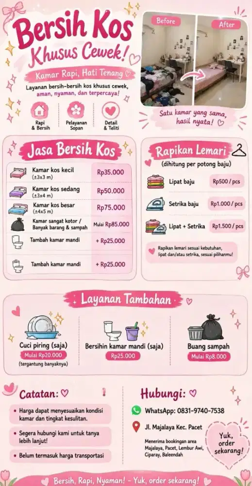 Bersih Kos Khusus Cewek star 40rb - Pacet Majalaya