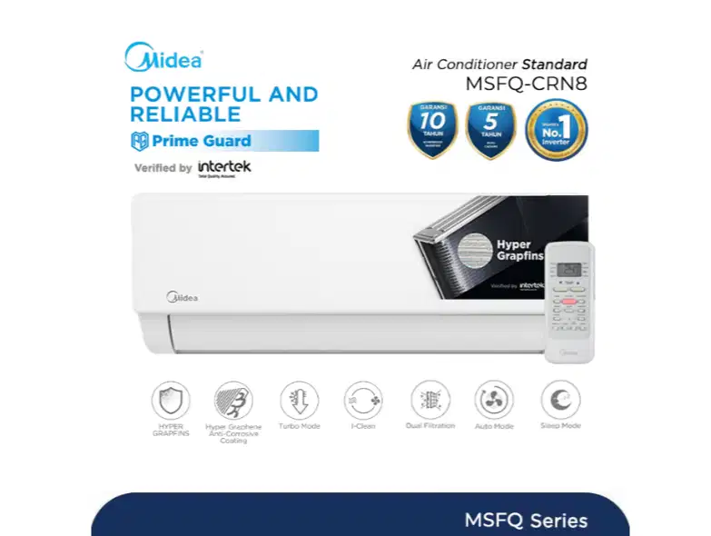 Midea AC Split 1 PK Standard Prime Guard Hyper Grapfins - MSFQ-09CRN8