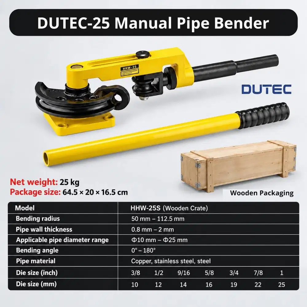 Alat Bending Pipa Manual 10-25mm Dutec