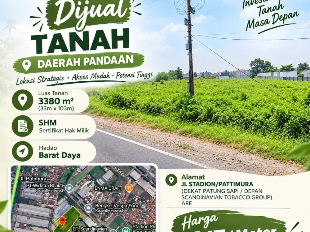 Dijual Tanah Pertanian Daerah Pandaan