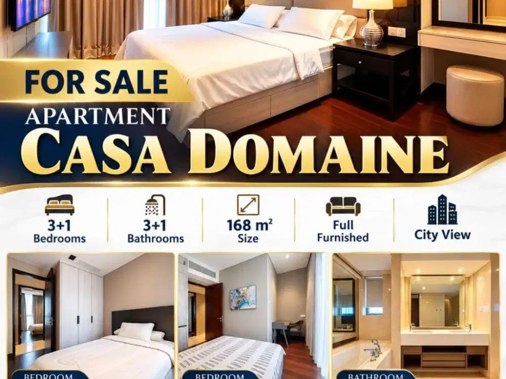 Casa Domaine 3+1BR Full Furnished 168m² – Luxury Unit with City View | Rp 6.2 M
