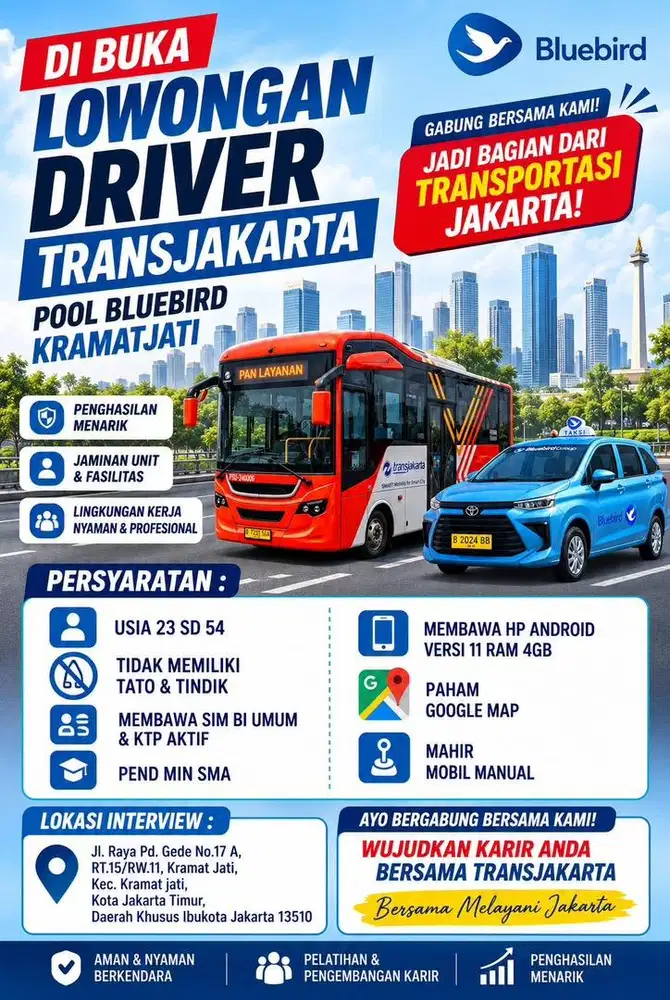 Lowongan Driver Transjakarta dan Taksi