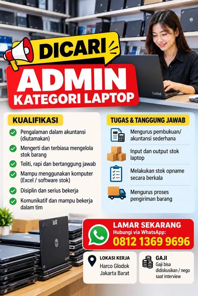 Dibutuhkan admin bagian stok