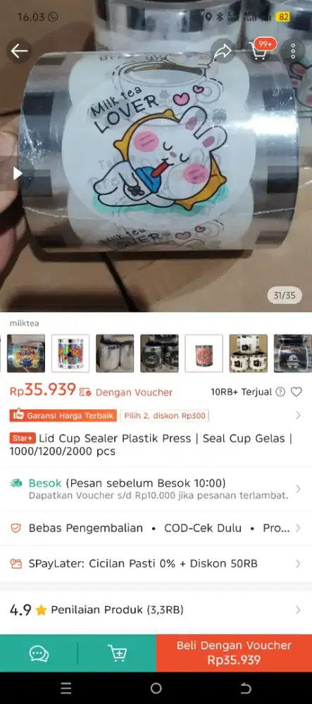Cup seal milk tea