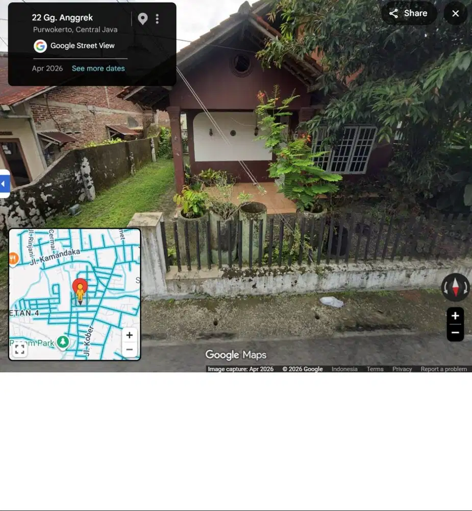 Dijual Rumah di belakang Pasar Kober, 900 m utara Stasiun Purwokerto