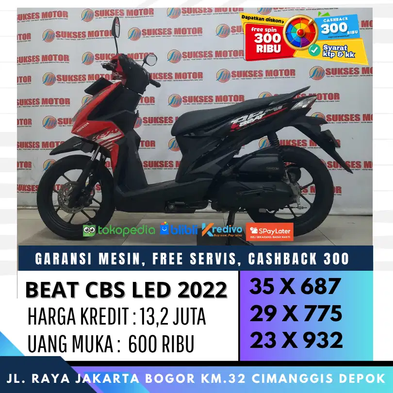 BEAT SPORTY CBS 2022 CASH KREDIT MOTOR SECOND CICILAN RINGAN