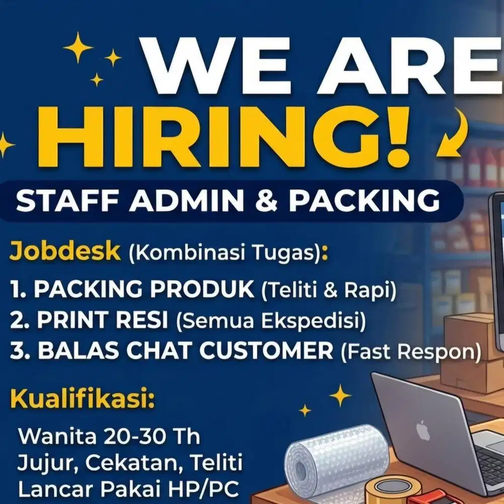 Lowongan Packing & Admin Online Shop
