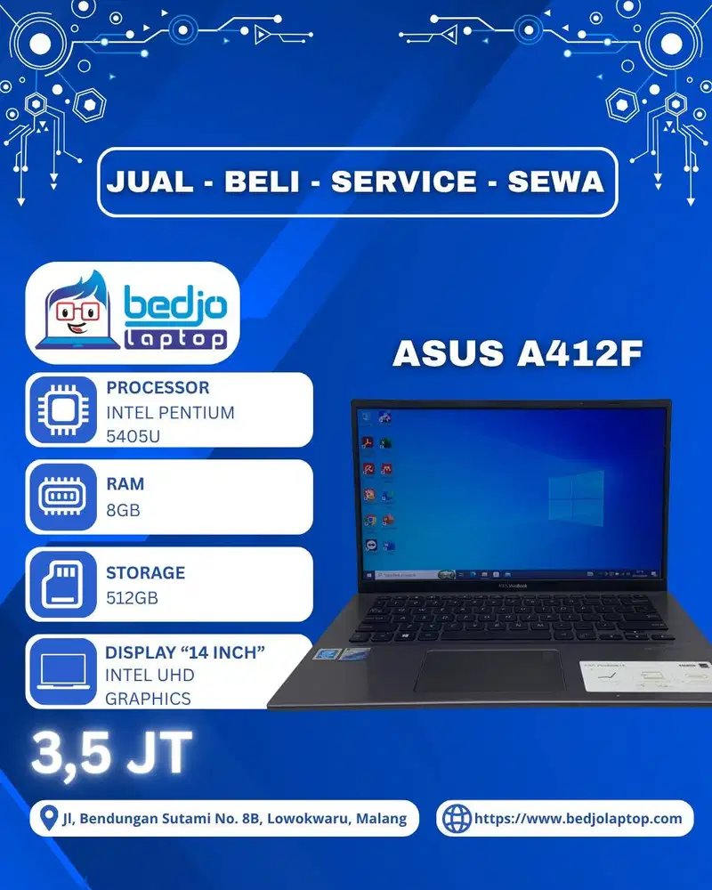 Pentium SSD 512GB Harga 3 Jutaan, ASUS A412F Intel, laptop Pentium