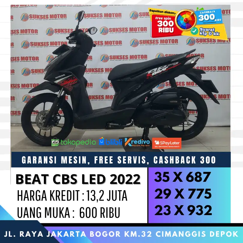 BEAT SPORTY CBS 2022 CASH KREDIT MOTOR SECOND CICILAN RINGAN
