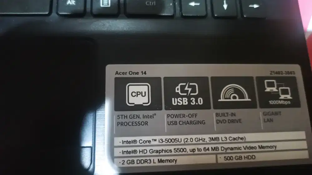 Acer one 14 i3 core 500gb BUTUH UANG