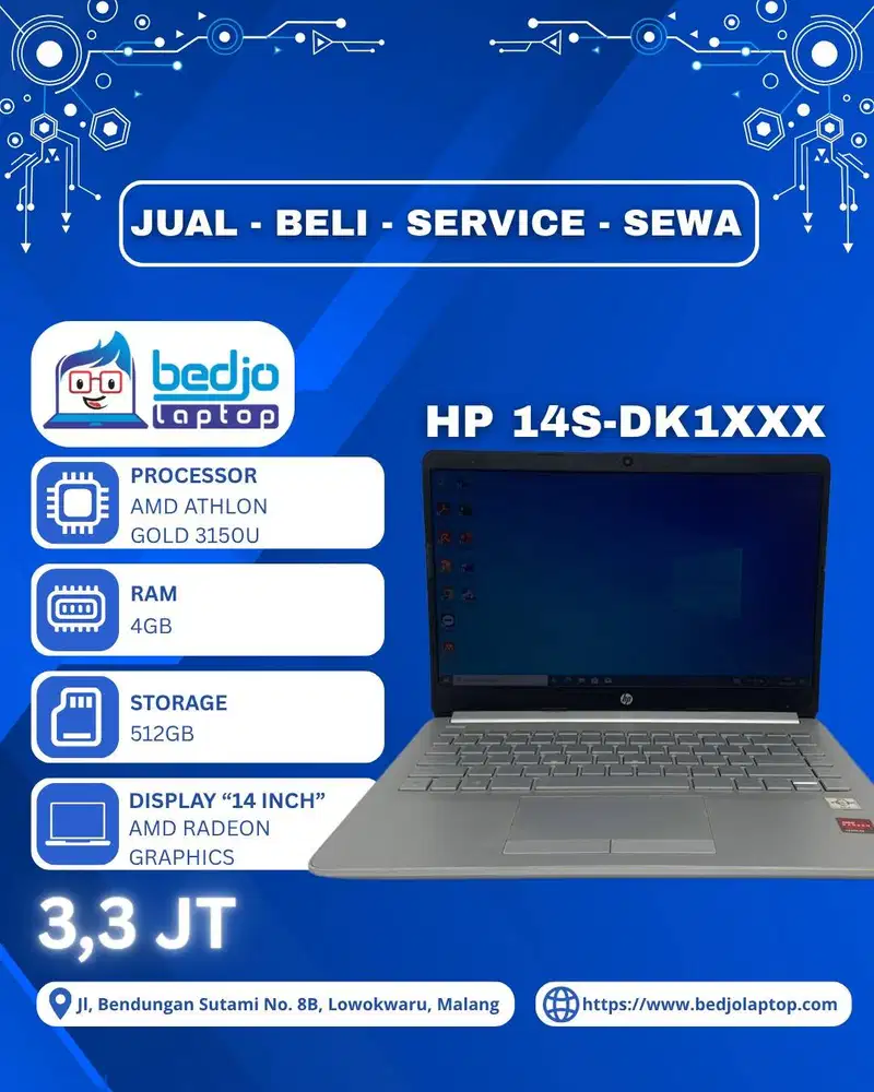 Harga 3 Jutaan, HP 14S-DK1XXX, laptop untuk belajar, laptop kerja