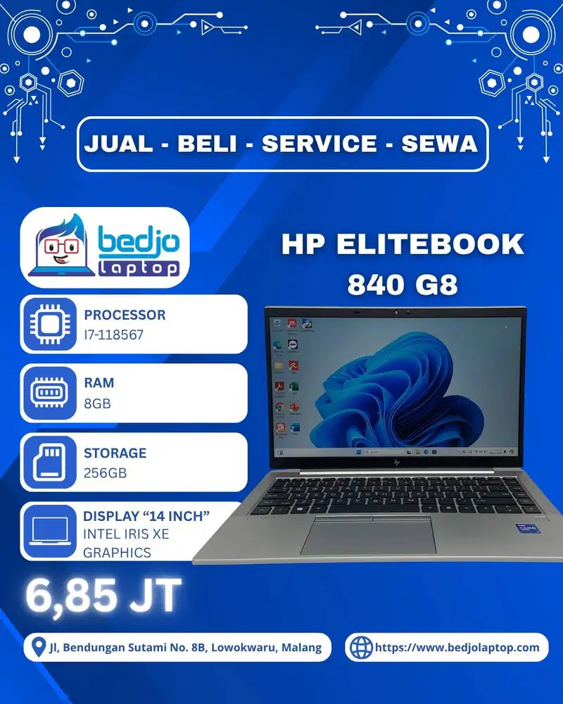 Core i7 Gen 11 Iris Xe, HP EliteBook 840 G8, laptop bisnis