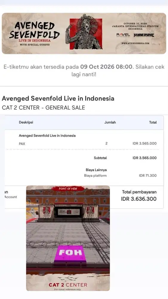 Tiket Konser Avenged Sevenfold