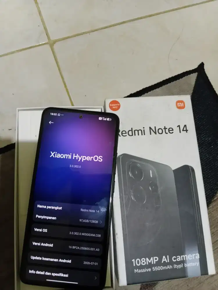 Xiomi note 14 fullset full orian ram 8/128