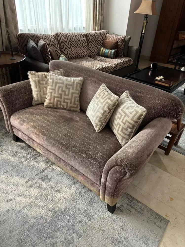 Purple velvet sofa
