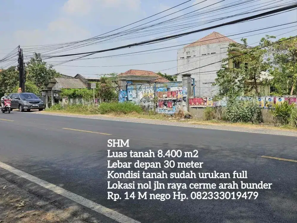 Lahan zona gudang cerme jl jalur propinsi