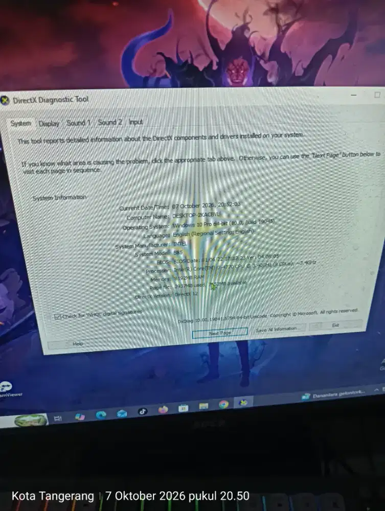 PC spek di foto