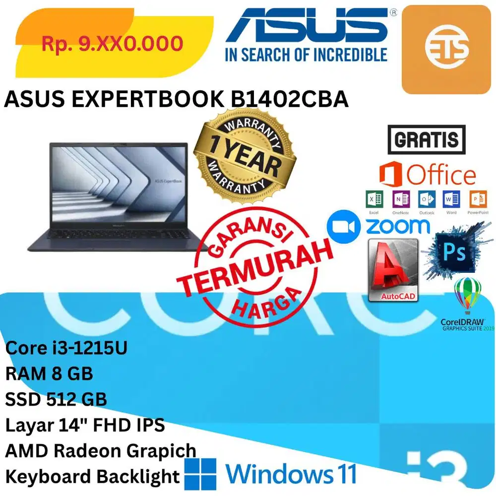 Promo New Asus Expertbook B1402CBA  Harga  Rp 7.500.000