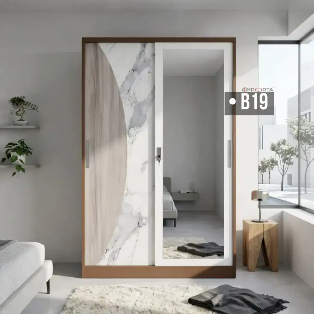 Lemari Pakaian Besi Pintu Sliding Importa S03-120 B19