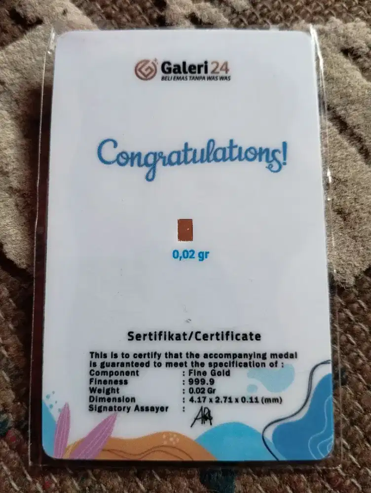 EMAS MINI BABY GOLD 0,02 GRAM GALERY 24 BARU
