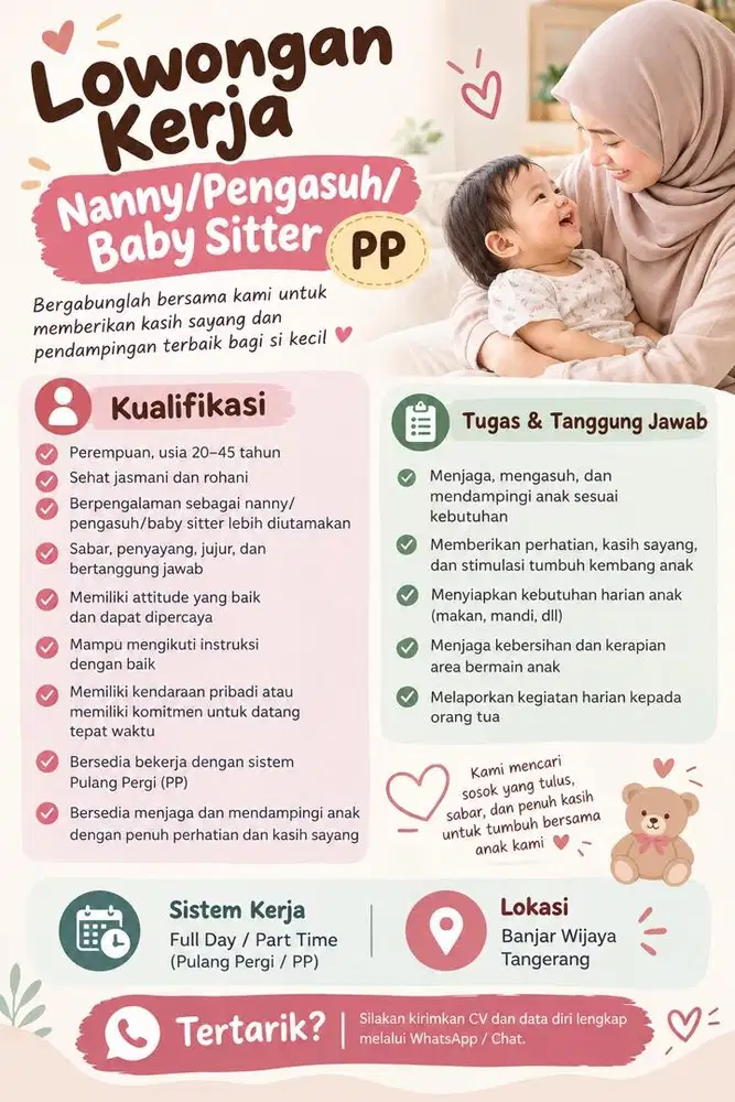 Lowongan Nanny/Pengasuh PP