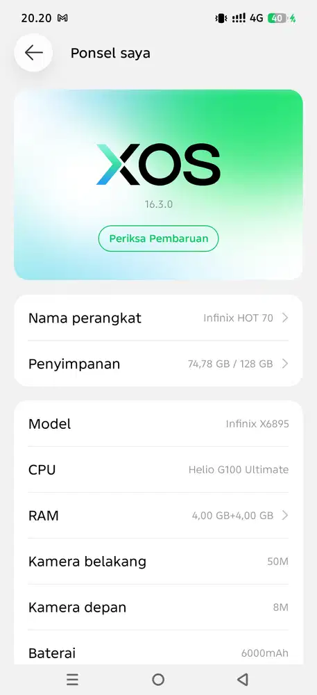 Infinix hot 70 4/128