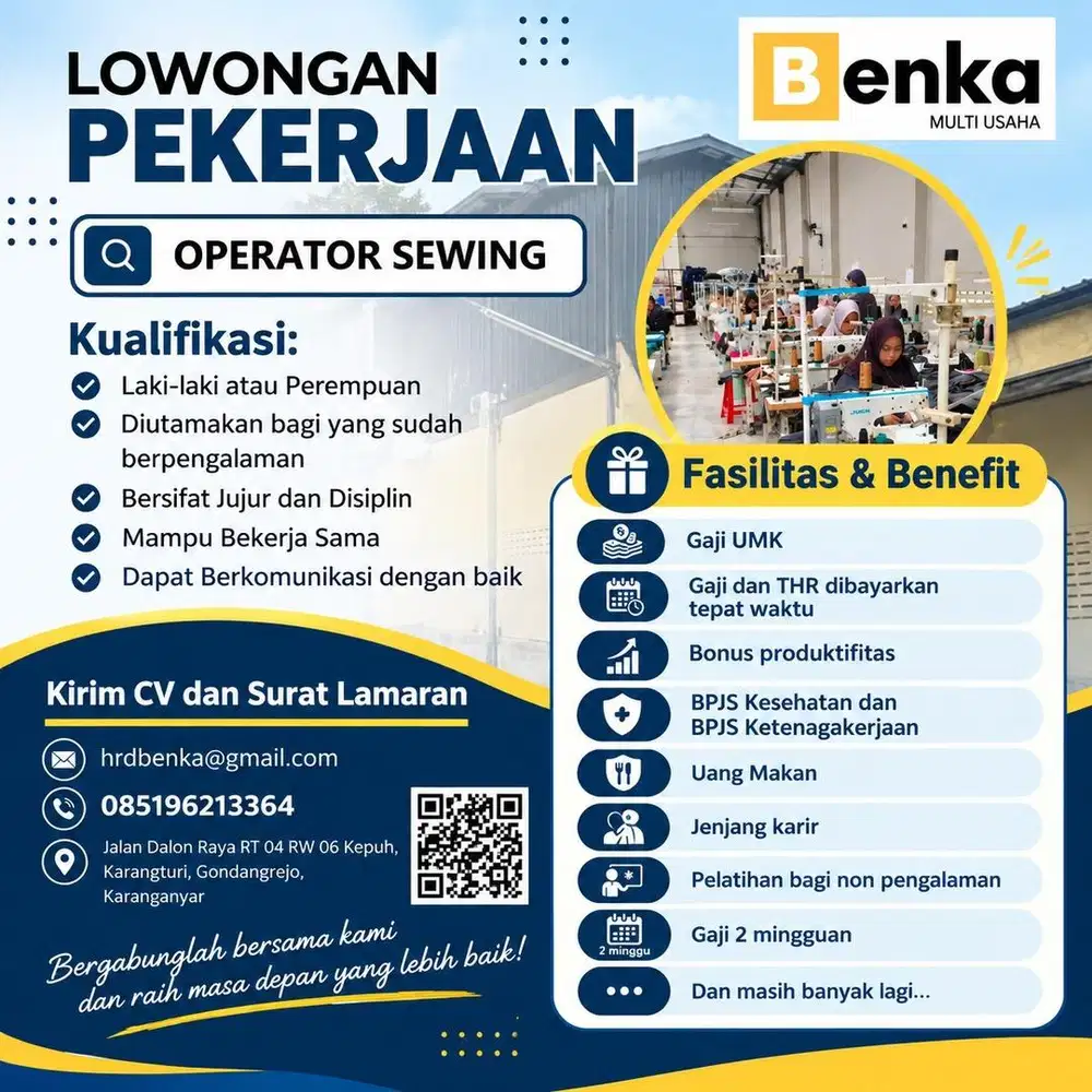 Lowongan Jahit sewing obras