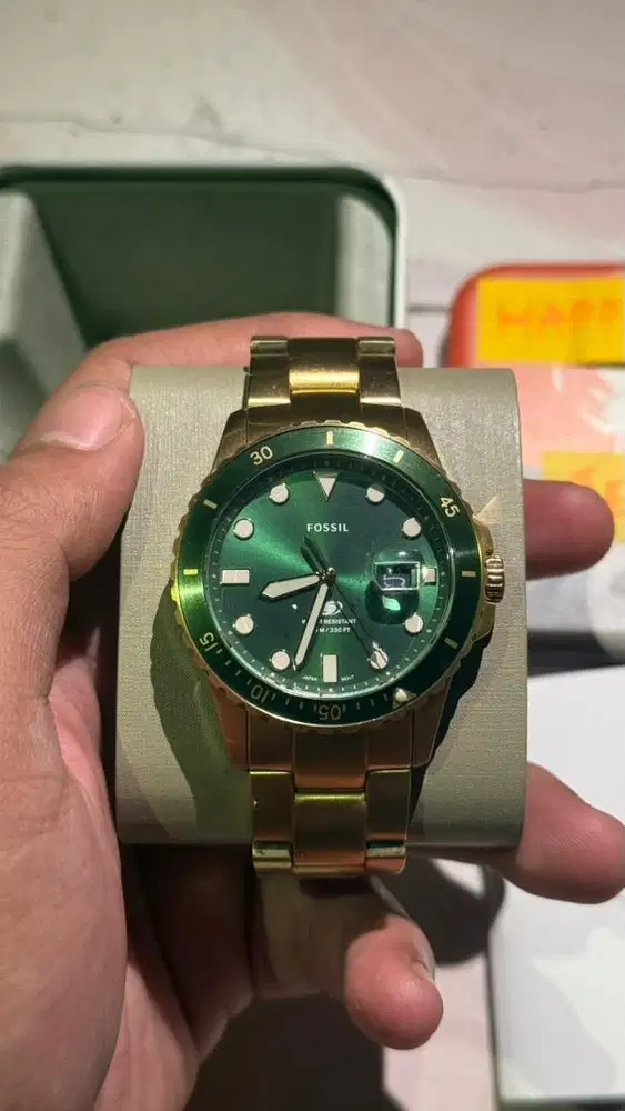 Fossil Blue Dive FS5950 Man Green Dial Gold