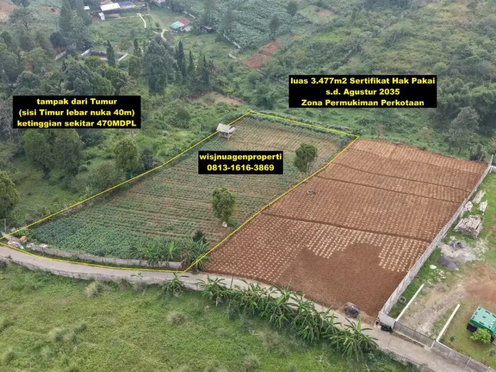 Tanah Pasir Angin Murah di Bawah NJOP dekat Summarecon Bogor dan Win Hill Mountain View Resort