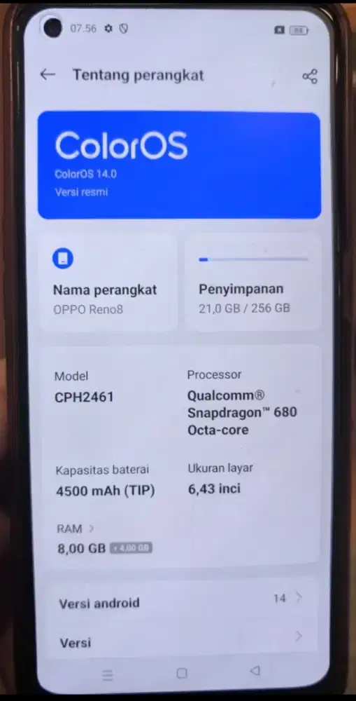 Oppo 8 Seken Lengkap jarang di pakai