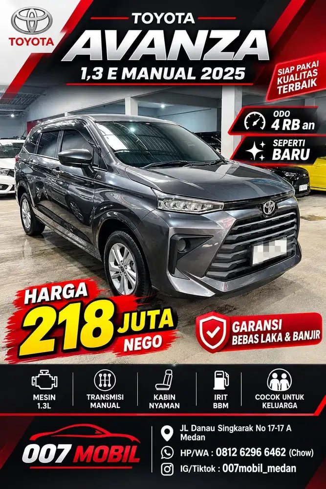 (Odo 4 RB) Toyota Avanza E Manual 2025,2024,2023 ,Xenia 2022,2023, BRV