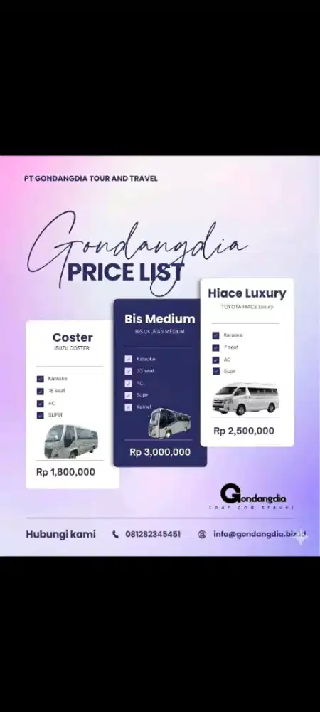 Jasa sewa kendaraan mini bus dan bus pariwisata