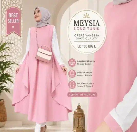 Baju muslim pink putih murah meriah