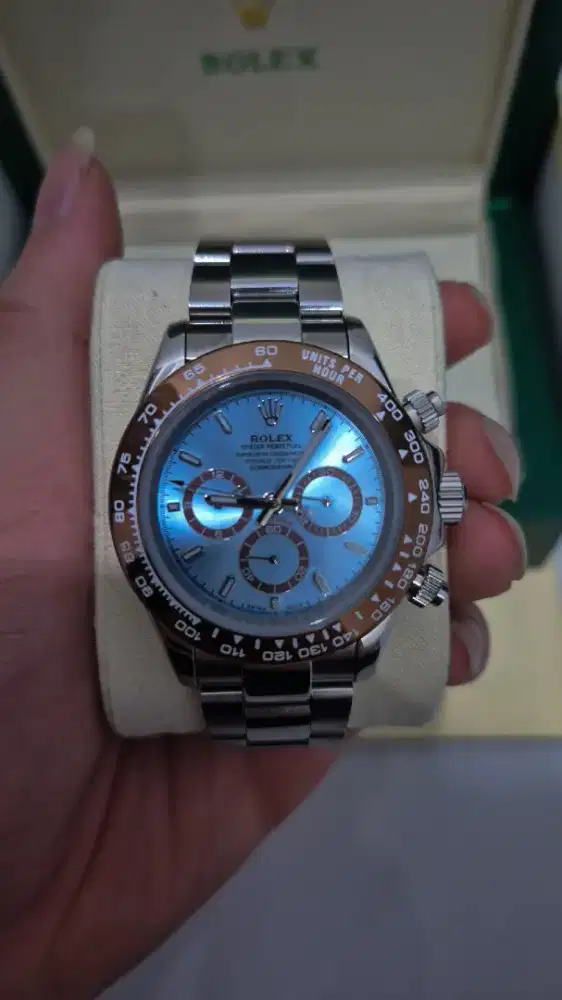 Jam Tangan Rolex Daytona Ice Blue Dial Stainless Steel Fullset Mulus