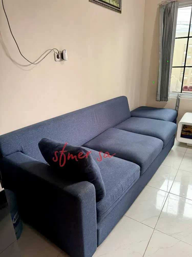 Sofa Custom Ridente Living bentuk L (290cm x 160cm) warna Biru