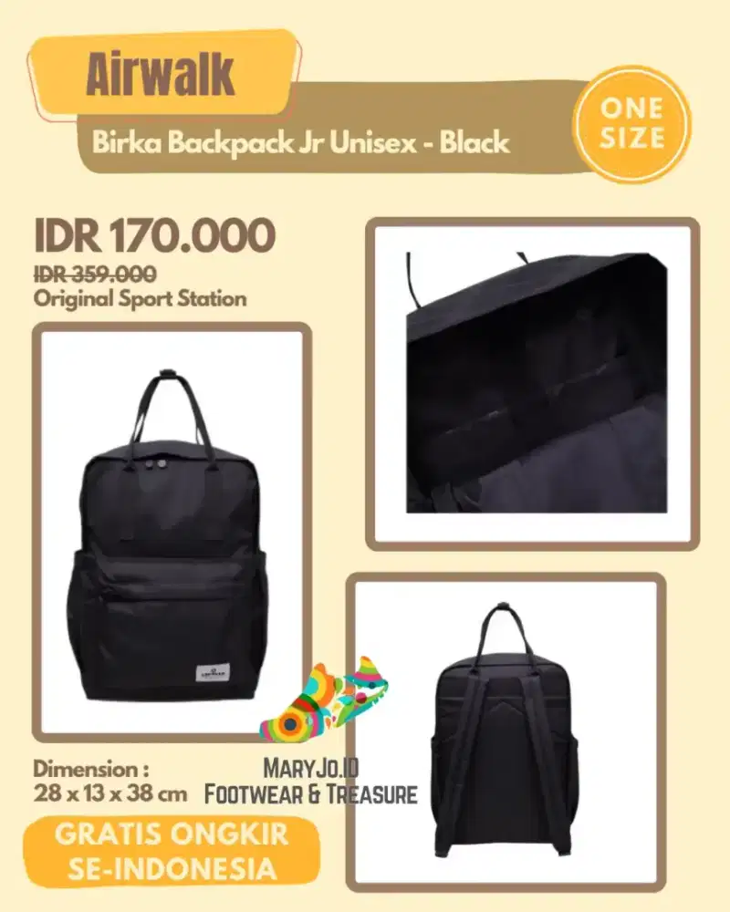 Airwalk Birka Backpack Jr Unisex - Black