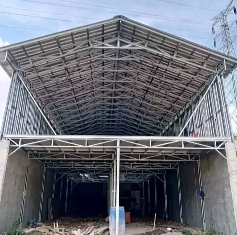 Pemasangan gudang kontruksi bajaringan
