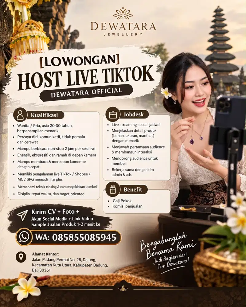 LOWONGAN PEKERJAAN HOST LIVE