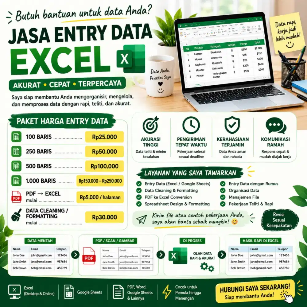 Jasa data entry Excel ( freelance )