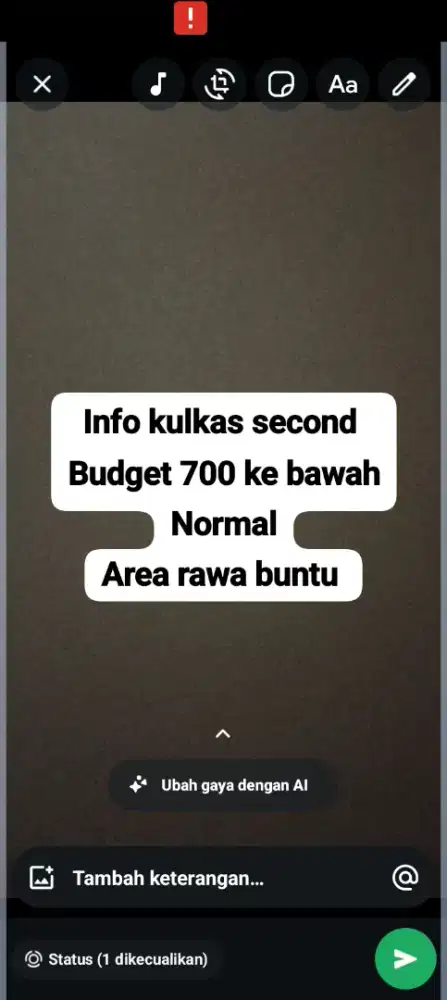 Cari kulkas second di utamakan no minus