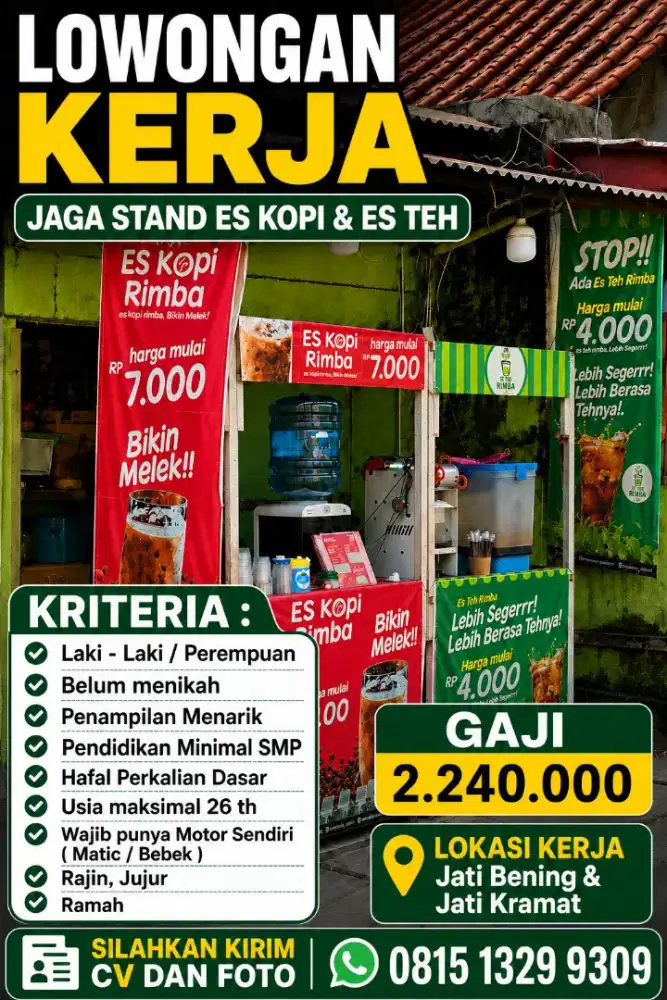 Lowongan Kerja Jualan Es Kopi dan Teh