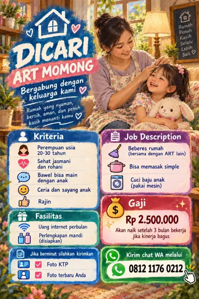 Dicari Art momong untuk anak 2.5 tahun