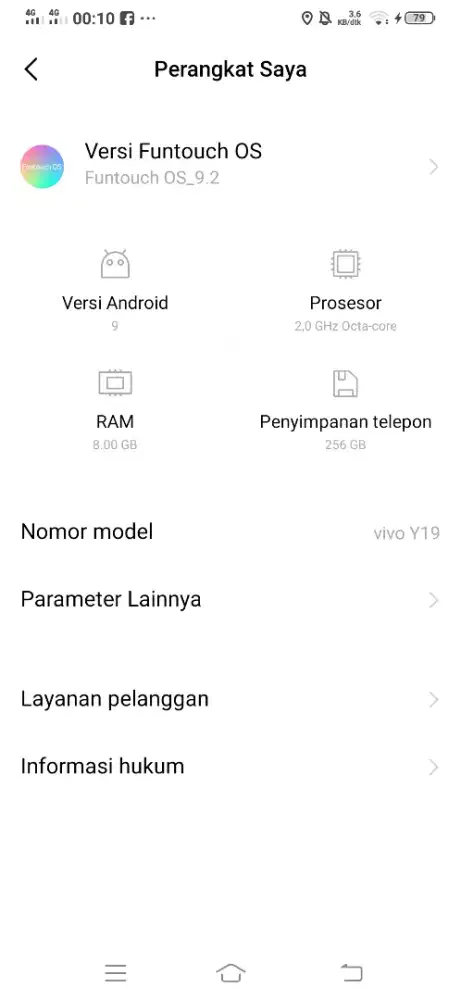 Vivo y19 kondisi mulus normal warna biru minus cm g ada dus