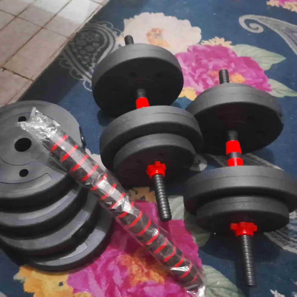 dumbel barbel dumbell 1 set berat 34 kg ada bonus