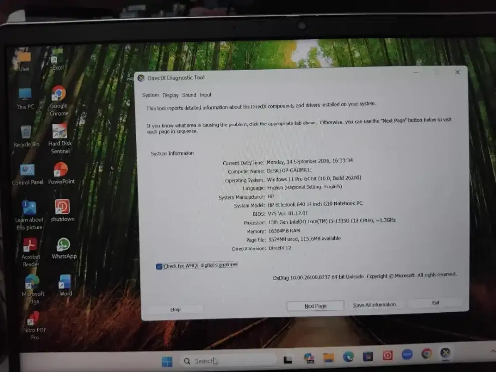 Laptop HP elitebook 640 G10 core i5 gen 13 ram 16gb SSD 512gb